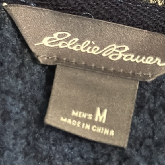 Eddie Bauer Men's Heathered Blue Zip-Up Sweater - Picture 3 of 6